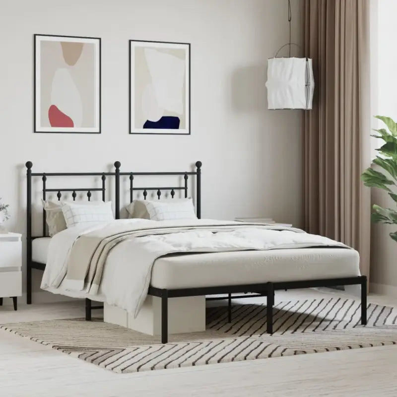 Robuust metalen latten bedframe met extra opbergruimte - Zwart / 140 x 190 cm / met hoofdbord - Bedden & bedframes