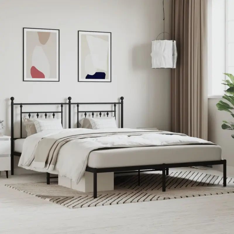 Robuust metalen latten bedframe met extra opbergruimte - Zwart / 160 x 200 cm / met hoofdbord - Bedden & bedframes