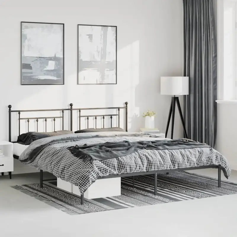 Robuust metalen latten bedframe met extra opbergruimte - Zwart / 183 x 213 cm / met hoofdbord - Bedden & bedframes