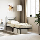 Robuust metalen latten bedframe met extra opbergruimte - Zwart / 75 x 190 cm / met hoofdbord - Bedden & bedframes