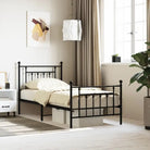 Robuust metalen latten bedframe met extra opbergruimte - Zwart / 80 x 200 cm / met hoofdbord & voetbord - Bedden &