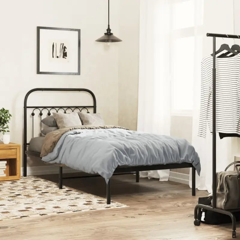 Robuust metalen latten bedframe met extra opbergruimte - Zwart / 90 x 200 cm / met hoofdbord - Bedden & bedframes