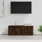 Robuust tv-meubel in klassieke stijl van bewerkt hout - Gerookt eiken / 1 - Tv-meubels
