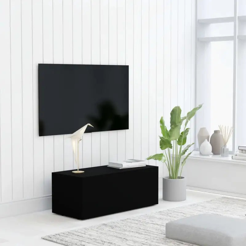 Robuust tv-meubel in klassieke stijl van bewerkt hout - Zwart / 1 - Tv-meubels