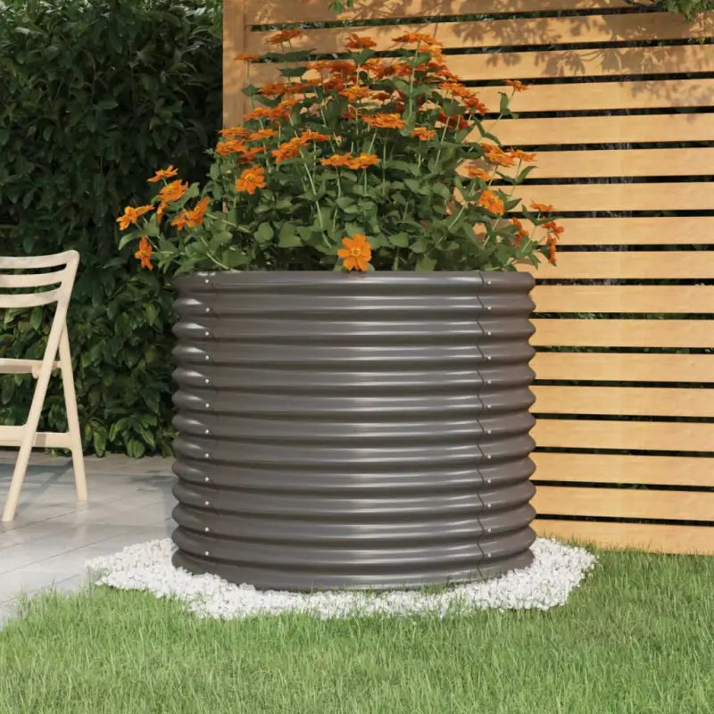 Robuuste Bloempot van Gepoedercoat Staal voor Tuin en Balkon - Grijs / 80 x 80 x 68 cm / 1 - Bloempotten & plantenbakken