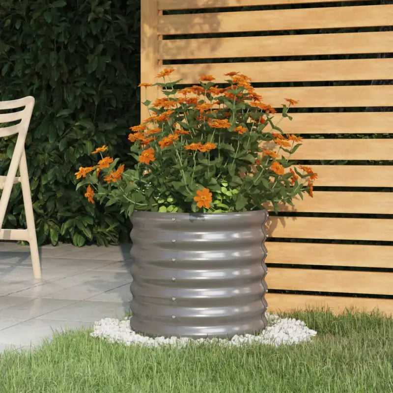 Robuuste Bloempot van Gepoedercoat Staal voor Tuin en Balkon - Grijs / 40 x 40 x 36 cm / 1 - Bloempotten & plantenbakken