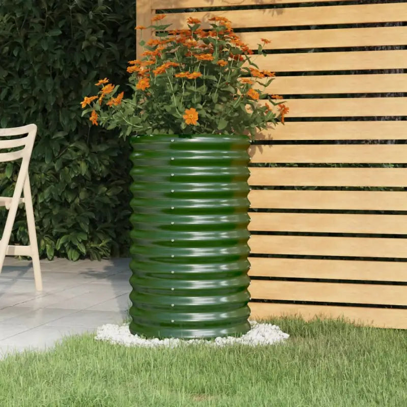 Robuuste Bloempot van Gepoedercoat Staal voor Tuin en Balkon - Groen / 40 x 40 x 68 cm / 1 - Bloempotten & plantenbakken