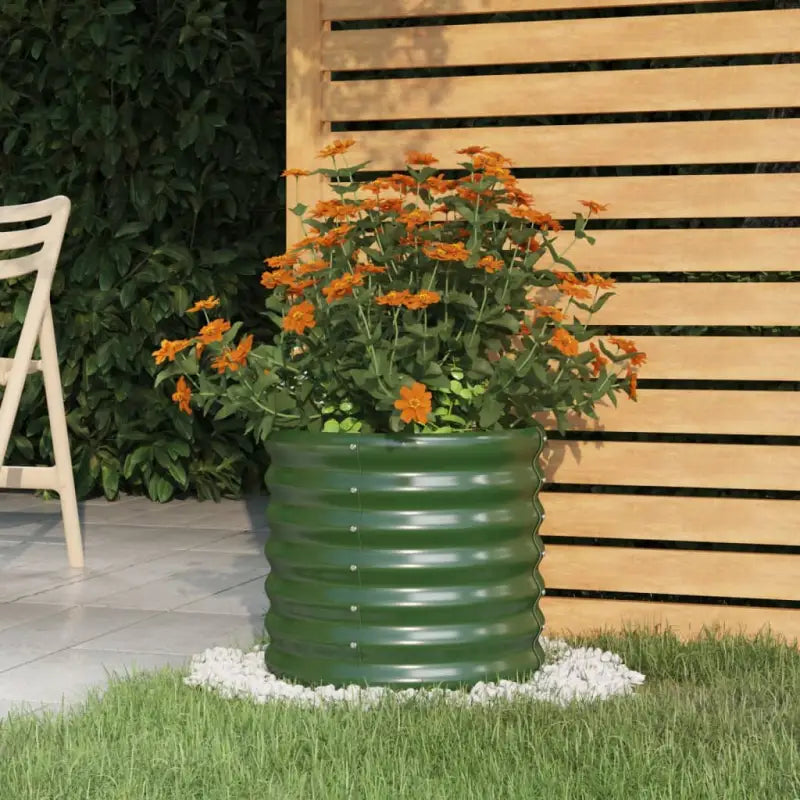 Robuuste Bloempot van Gepoedercoat Staal voor Tuin en Balkon - Groen / 40 x 40 x 36 cm / 1 - Bloempotten & plantenbakken