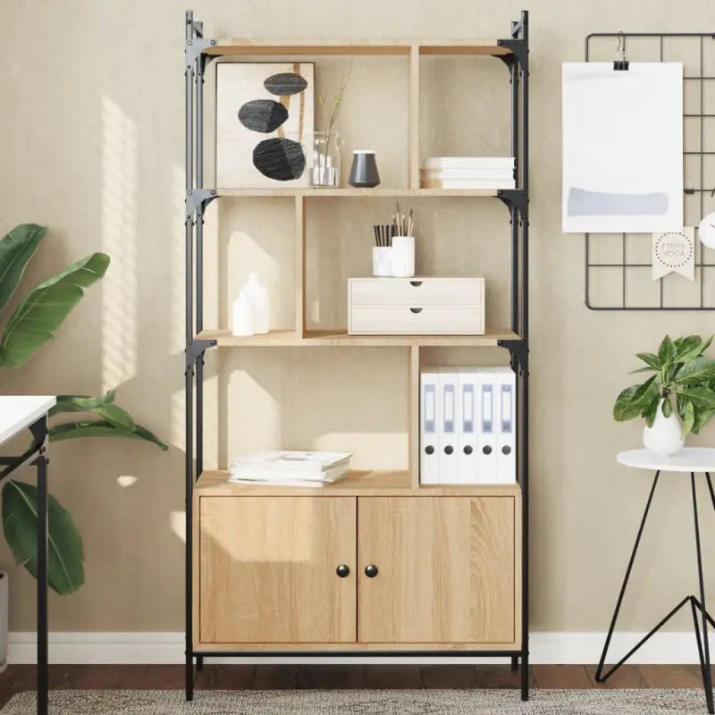 Robuuste stalen boekenkast voor organisatie en decoratie - Sonoma eiken / 1 / 76.5 cm - Boekenkasten