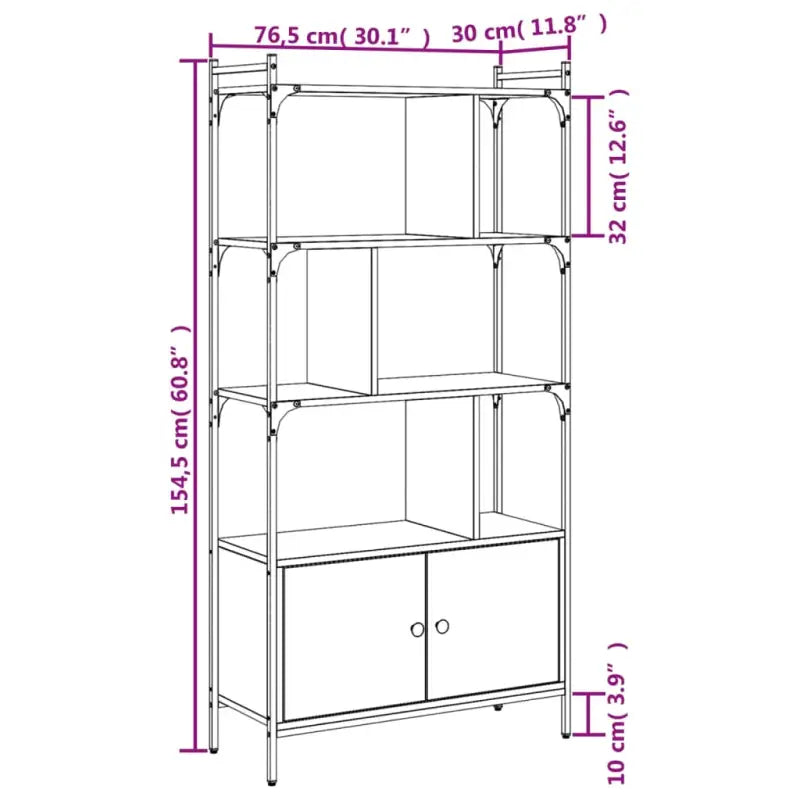 Robuuste stalen boekenkast voor organisatie en decoratie - Sonoma eiken / 1 / 76.5 cm - Boekenkasten