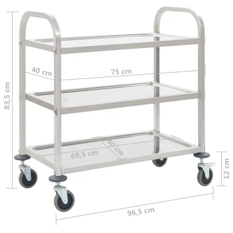 Roestvrijstalen keuken trolley voor serveren en transport op feestjes - Keukentrolleys