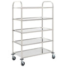 Roestvrijstalen keuken trolley voor serveren en transport op feestjes - 107 x 55 x 147 cm (5 laags) - Keukentrolleys