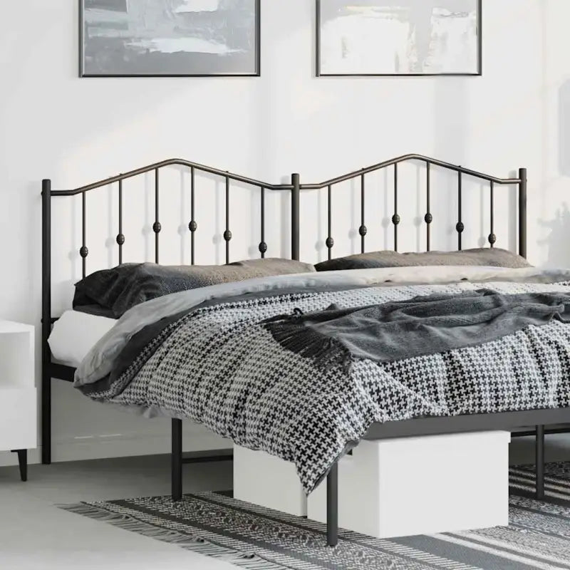 Ronde buizen hoofdbord van gepoedercoat staal voor elke slaapkamer - Zwart / 193 cm / 1 - Hoofdborden en voetborden