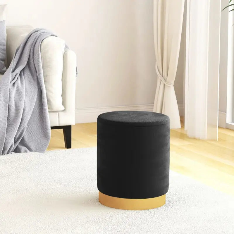Ronde fluwelen hocker met opbergruimte voor comfortabel en praktisch gebruik - Zwart / 1 / Fluweel - Klapstoelen &