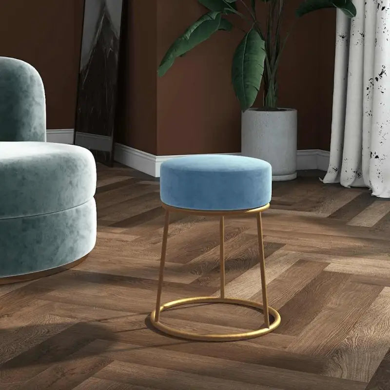 Ronde fluwelen poef voor stijl en comfort - lichtblauw / 1 / Fluweel - Klapstoelen & krukken