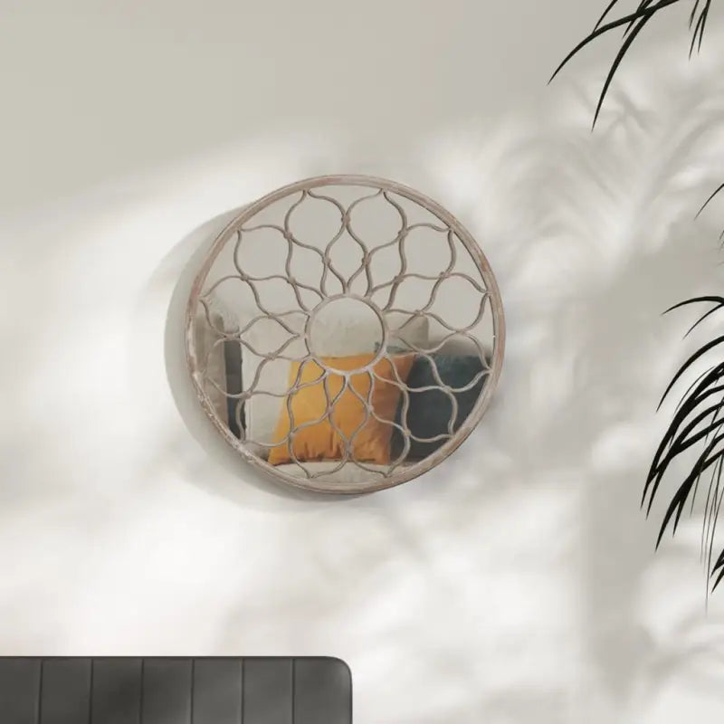 Ronde spiegel voor donkere hoek met metalen rand voor extra licht - Zand / 60 x 3 cm / 1 - Spiegels