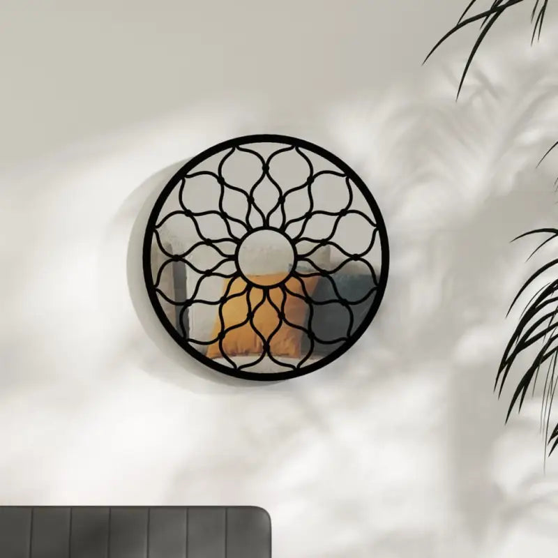 Ronde spiegel voor donkere hoek met metalen rand voor extra licht - Zwart / 40 x 3 cm / 1 - Spiegels