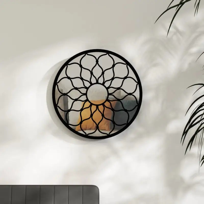 Ronde spiegel voor donkere hoek met metalen rand voor extra licht - Zwart / 60 x 3 cm / 1 - Spiegels
