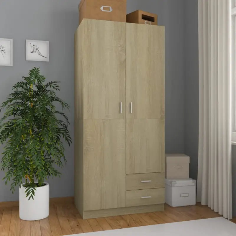 Ruime kledingkast van bewerkt hout voor duurzame opbergruimte - Sonoma eiken / 1 - Kledingkasten