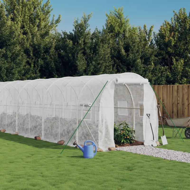 Ruime tuinkas voor planten en groenten van duurzaam polyethyleen - Wit / 14 x 2 x 2 m / 1 - Tuinkassen