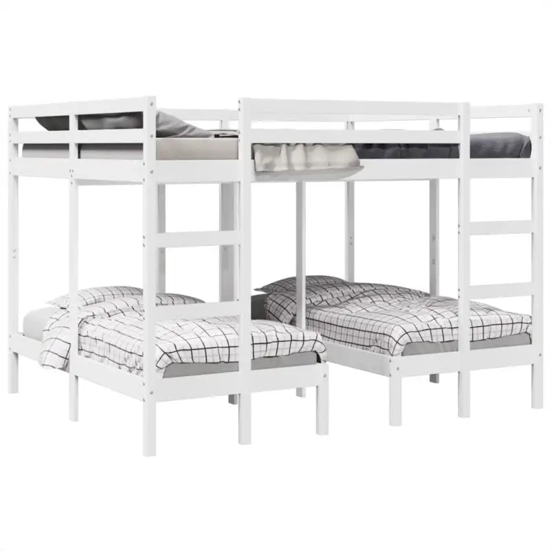 Ruimtebesparende oplossing voor meerdere kinderen met massief grenenhout - Bedden & bedframes