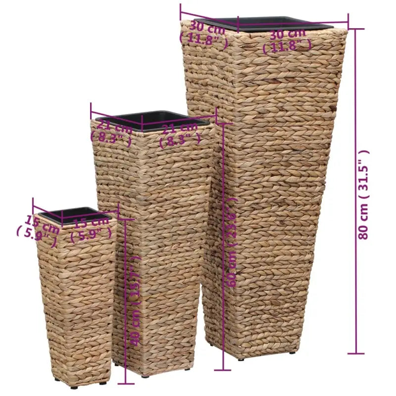 Rustieke plantenbakken set met verschillende maten en totale afmetingen - Bloempotten & plantenbakken