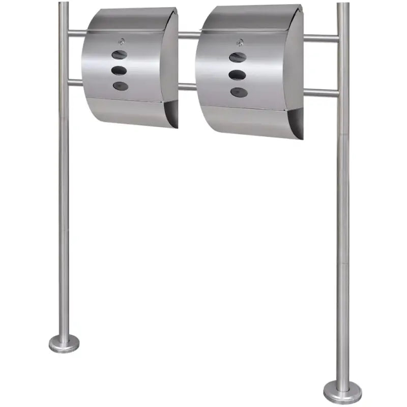 RVS Standaard Brievenbus met modern ontwerp en extra voorzieningen - Zilver / 30 x 12 x 40 cm / Dubbele brievenbus