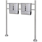RVS Standaard Brievenbus met modern ontwerp en extra voorzieningen - Zilver / 31 x 10.5 x 33.5 cm / Dubbele brievenbus