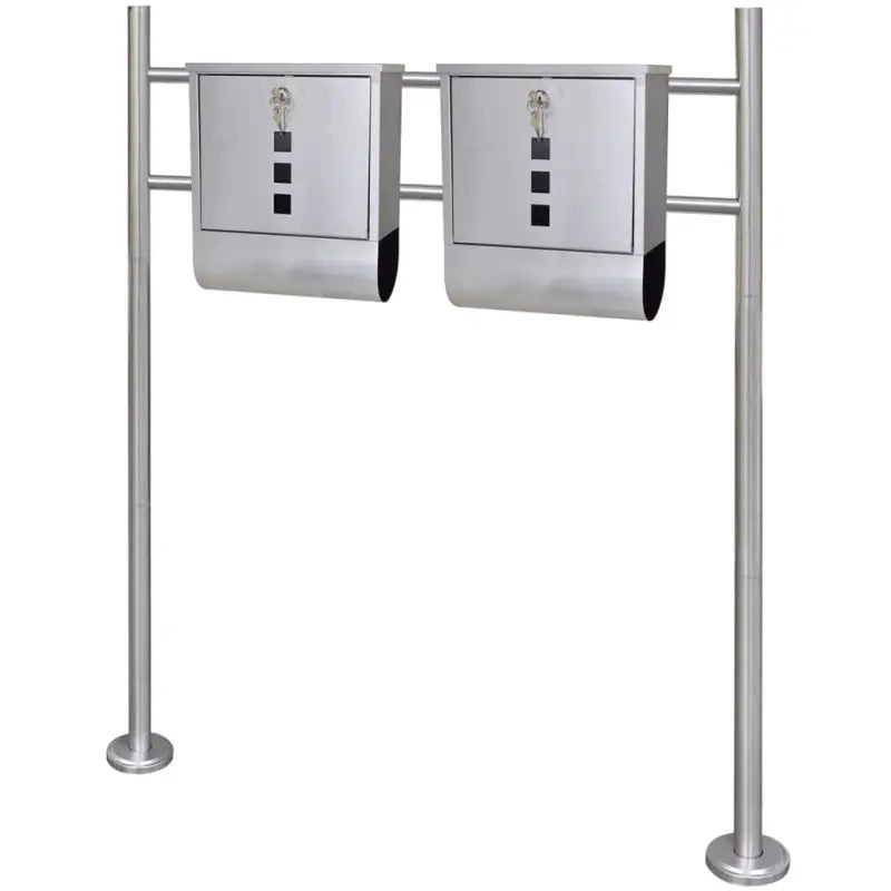 RVS Standaard Brievenbus met modern ontwerp en extra voorzieningen - Zilver / 31 x 10.5 x 33.5 cm / Dubbele brievenbus