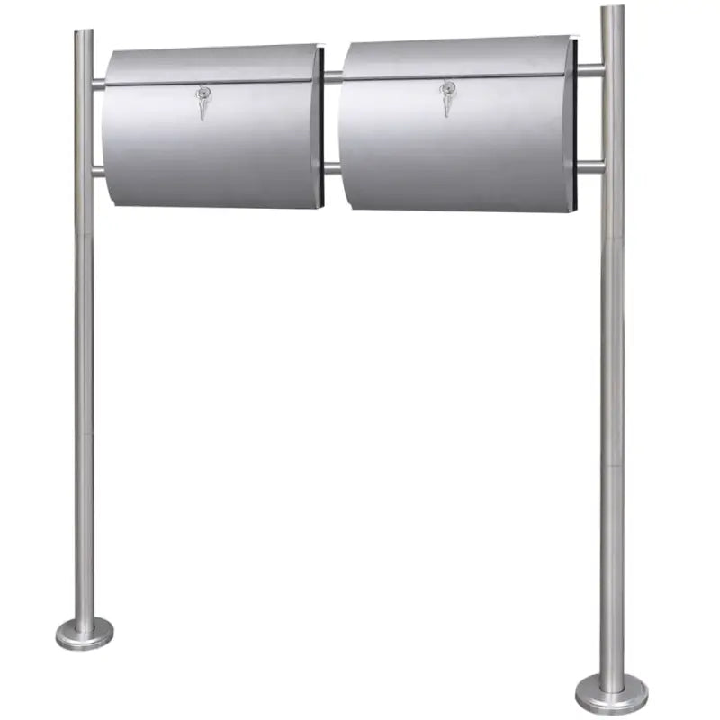 RVS Standaard Brievenbus met modern ontwerp en extra voorzieningen - Zilver / 37.5 x 13 x 31 cm / Dubbele brievenbus