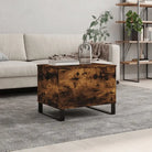 Salontafel bewerkt hout metalen poten met lift-top functionaliteit - Gerookt eiken / 1 - Salontafels