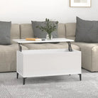 Salontafel Hoogglans Wit met Lift-Top in Bewerk Hout - Hoogglans wit / 1 / 90 cm - Salontafels