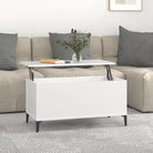 Salontafel Hoogglans Wit met Lift-Top in Bewerk Hout - Wit / 1 / 90 cm - Salontafels