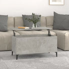 Salontafel Hoogglans Wit met Lift-Top in Bewerk Hout - Betongrijs / 1 / 90 cm - Salontafels
