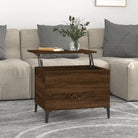 Salontafel Hoogglans Wit met Lift-Top in Bewerk Hout - bruin eikenkleur / 1 / 60 cm - Salontafels