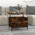 Salontafel Hoogglans Wit met Lift-Top in Bewerk Hout - Gerookt eiken / 1 / 60 cm - Salontafels