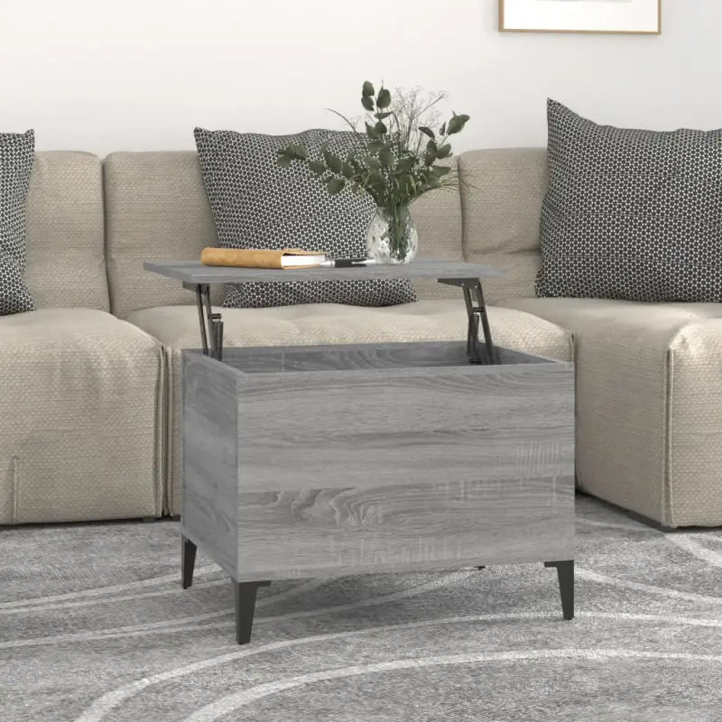 Salontafel Hoogglans Wit met Lift-Top in Bewerk Hout - Grijs sonoma / 1 / 60 cm - Salontafels