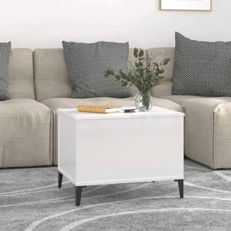 Salontafel Hoogglans Wit met Lift-Top in Bewerk Hout - Salontafels