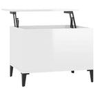 Salontafel Hoogglans Wit met Lift-Top in Bewerk Hout - Salontafels