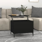 Salontafel Hoogglans Wit met Lift-Top in Bewerk Hout - Zwart / 1 / 60 cm - Salontafels