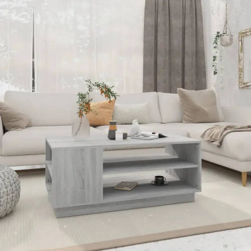 Salontafel in grijs sonoma bewerkt hout met modern ontwerp - Grijs sonoma / 102 x 55 x 43 cm / 1 - Salontafels
