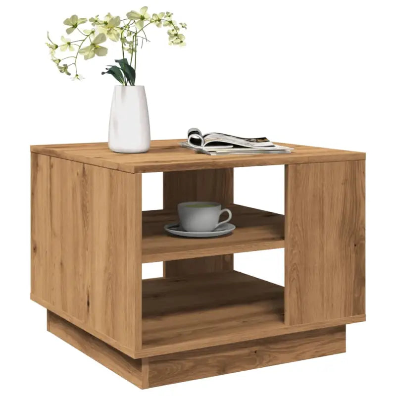 Salontafel in grijs sonoma bewerkt hout met modern ontwerp - artisanaal eikenkleurig / 55 x 55 x 43 cm / 1 - Salontafels