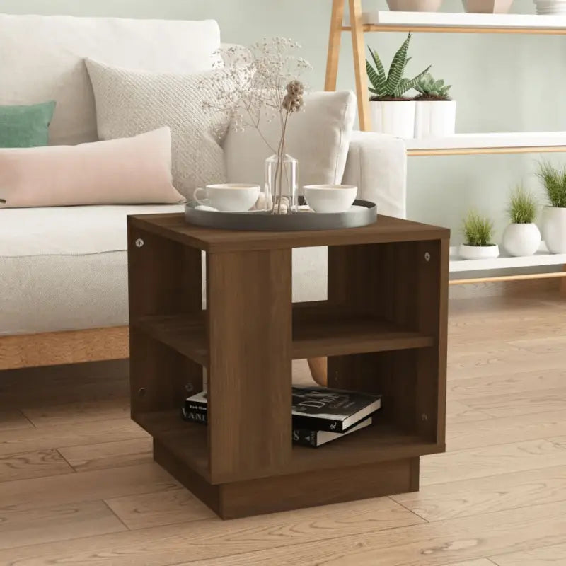 Salontafel in grijs sonoma bewerkt hout met modern ontwerp - bruin eikenkleur / 40 x 40 x 43 cm / 1 - Salontafels