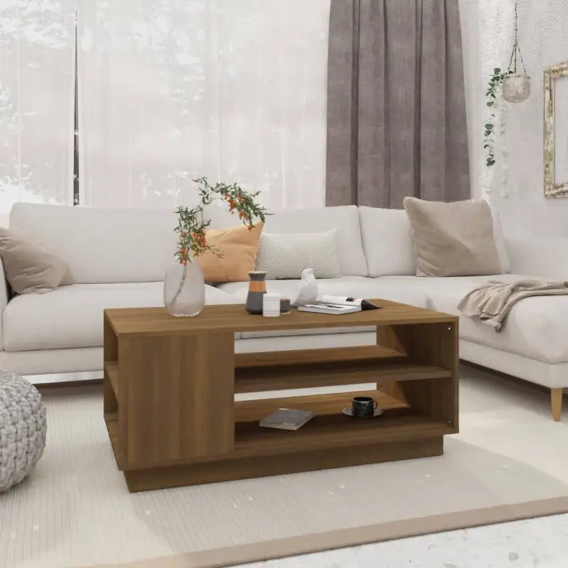 Salontafel in grijs sonoma bewerkt hout met modern ontwerp - bruin eikenkleur / 102 x 55 x 43 cm / 1 - Salontafels