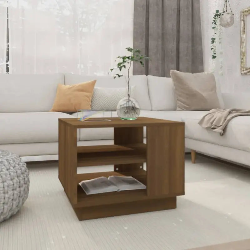 Salontafel in grijs sonoma bewerkt hout met modern ontwerp - bruin eikenkleur / 55 x 55 x 43 cm / 1 - Salontafels