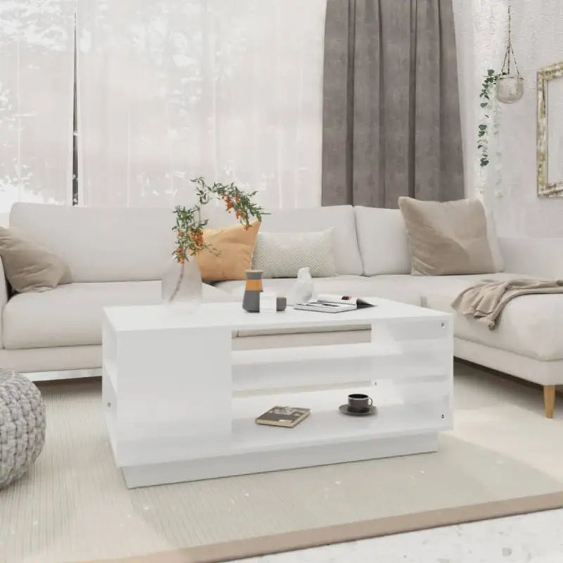 Salontafel in grijs sonoma bewerkt hout met modern ontwerp - Wit / 102 x 55 x 43 cm / 1 - Salontafels