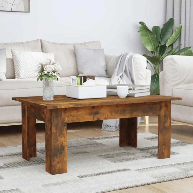 Salontafel in grijs sonoma met bewerkt hout voor een moderne uitstraling - Gerookt eiken / 100 x 60 x 42 cm / 1