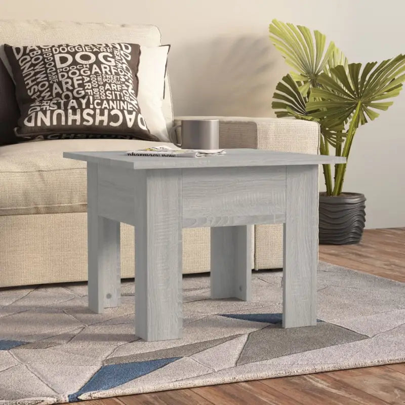 Salontafel in grijs sonoma met bewerkt hout voor een moderne uitstraling - Grijs sonoma / 55 x 55 x 42 cm / 1