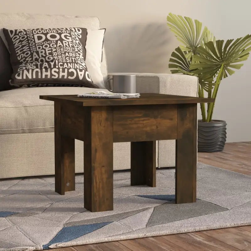 Salontafel in grijs sonoma met bewerkt hout voor een moderne uitstraling - Gerookt eiken / 55 x 55 x 42 cm / 1