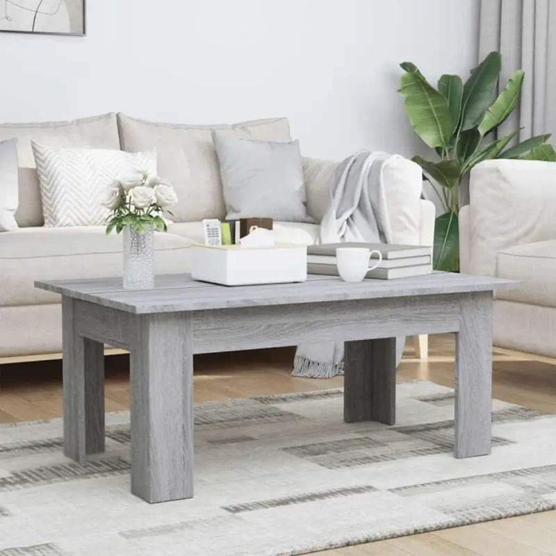 Salontafel in grijs sonoma met bewerkt hout voor een moderne uitstraling - Grijs sonoma / 100 x 60 x 42 cm / 1